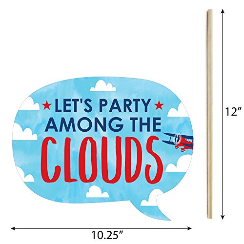 Big Dot of Happiness Funny Taking Flight - Airplane - Vintage Plane Baby Shower or Birthday Party Photo Booth Props Kit - 10 Piece