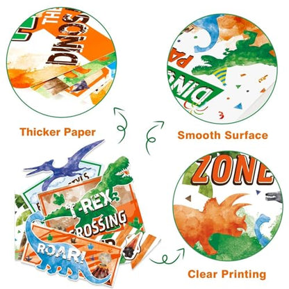 WERNNSAl Dinosaur Party Decorations - 10PCS Dinosaur Birthday Party Decorations Jurassic Birthday Supplies Dinosaur Crossing Sign for Dino Theme Party Home Door Wall Decor - style: Dinosaur 002
