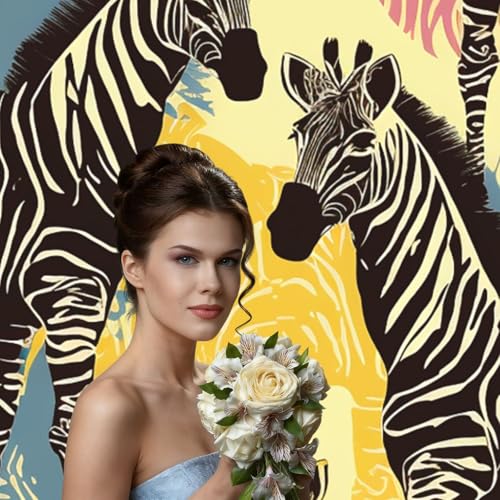 Giraffe and Zebra Backdrop Background for Photography 5x7ft Photobooth Professional Photo Backdrop Curtains Video Photography Studio Photo Backgrounds Banner Booth Background Screen Parties - color: Giraffe And Zebra
