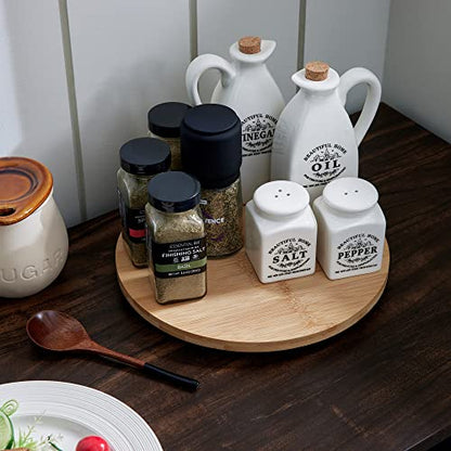 10 Inch Bamboo Lazy Susan Organizer Turntable for Kitchen Cabinet Table Refrigerator Lazy Susans Spice Rack for Pantry Countertop Organization - size: 10"-bamboo