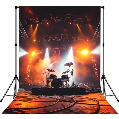 Rock Concert Stage Backdrop Background for Photography 5x7ft Photobooth Professional Photo Backdrop Curtains Video Photography Studio Photo Backgrounds Banner Booth Background Screen Parties - color: Rock Concert Stage