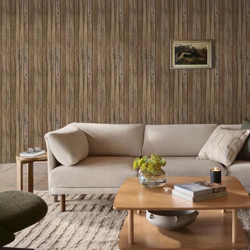 Commomy Faux Wood Slat 3D Wall Panels - 12 pcs of 22.8" x 11.8" - Thin UrltraLight PVC Peel and Stick Tile Wood Textured Printable for Kitchen,Bedroom, Living Room,TV Background（Covers 22.48 sq.ft）