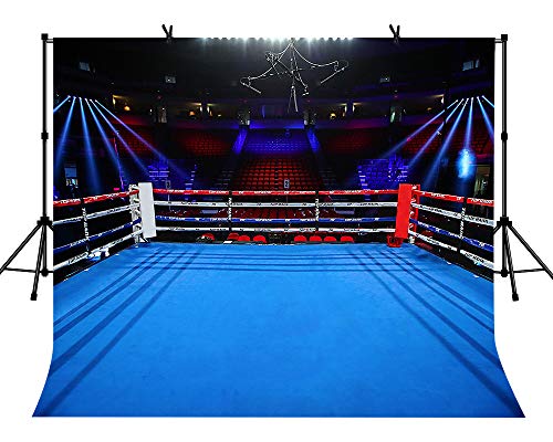 Boxing Birthday Backdrop for Photography 9x6ft Boxing Arena Sport Background for Children Boy Portrait Birthday Party Decor Photo Booth Studio Props - color: Blue, size: 9x6ft