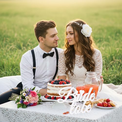 TONIFUL Bride to Be Sign Wooden - Bridal Shower Decorations for Bachelorette Party, Table Centerpieces & Photo Booth Props, Wedding Party Decor Supplies (White) - style: Bride to be