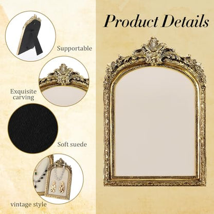 2pcs Gold Resin Jewelry Display Stand,Vintage Jewelry Holder Photo Frame Earring Holder,Velvet Necklace Tray Resin Jewelry Photography Props or Jewelry and Collectibles