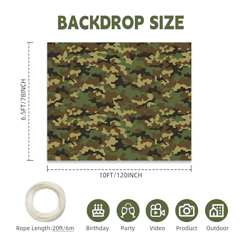 10x6.5ft Fabric Vintage Brick Stone Wall Backdrop Stone Wall Greenery Banner for Photo Background Wedding Kids Birthday Photo Studio Vinyl Prop - color: camo backdrop, size: 10x6.5ft