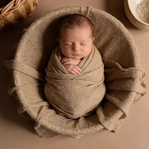 D&J DON&JUDY Long Newborn Ripple Wrap Photography Props Stretch Wrap Baby Shoot Posing Costume Outfit Knitted Camel Professional Poser …