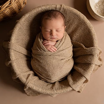 D&J DON&JUDY Long Newborn Ripple Wrap Photography Props Stretch Wrap Baby Shoot Posing Costume Outfit Knitted Camel Professional Poser …