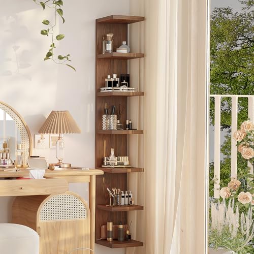 LitaEther Lack Wall Shelf,Display Floating Shelf (Solid Wood, 7 Tier) - color: Solid Wood, size: 7 Tier