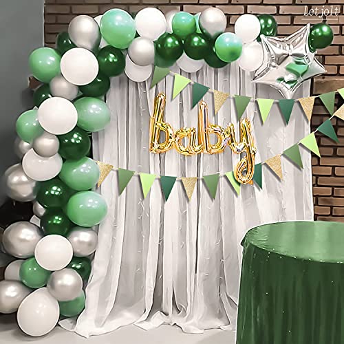 Letjolt Green Triangle Banner Decoration Golden Greenery Party Supplies St. Patrick's Day Bunting Signs for Birthday Nursery Anniversary Pre - Strung Flags 15 pcs 10 Feet