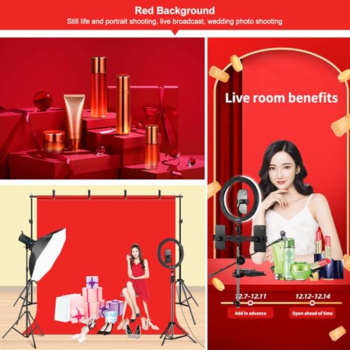 PULUZ Blue Green Red Screen Backdrop Kit with Tripod Stand, 6.5x6.5ft Green Screen Stand for Content Creation and Virtual Backgrounds, Blue Red Photo Background with Backdrop Stand for Photography - size: 6.5x6.5 Ft Backdrop Kit