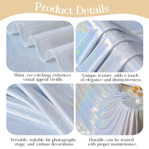 10x10ft Sequin Silver Backdrop Curtains Wedding Party Glitter Curtain Backdrop Fabric Shimmer Drapes Backdrop Bridal Baby Shower Birthday Christmas Photoshoot Background Photography 5x10FT，2 Panels - color: Sequin Silver, size: 10ft X 10ft(2 Panels 5ft X