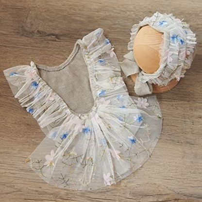 Zeroest Baby Photography Props Lace Hats Outfit Newborn Photo Shoot Outfits Infant Photos Baby Girl Photoshoot - color: Grey
