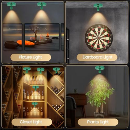 HAMVIDNE LED Spotlight, Rechargeable Battery Picture Lights, Uplighting Indoor, Spot Light with Remote, Plant Tree & Wall Art Display Dartboard Closet Spotlight-Green - color: Chargeable Green, size: 2 Pack