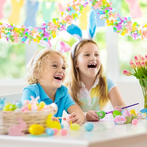 GlyinnHe 33Ft Easter Tinsel Garland with Confetti Colorful Metallic Tinsel Twist Garland Spring Hanging Garland Decoration for Easter Holiay Door Tree Mantel Party Supplies - size: A