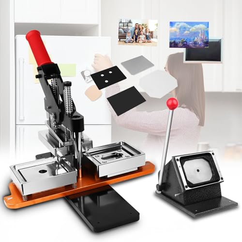 Refrigerator Magnet Making Kit - 65x90mm with Paper Cutter and 100 Pcs Supplies for Custom Photo Magnets, Arts and Crafts, Square Magnet Maker Machine, DIY Photo Magnet Machine