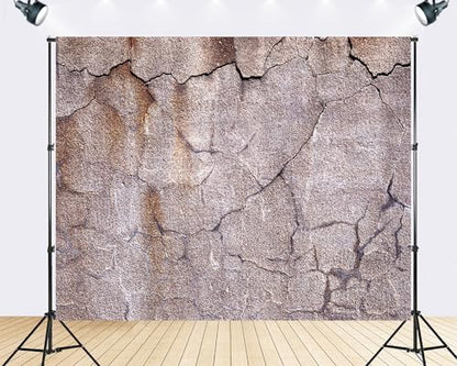Trykid 7x5ft Cracked Earth Texture Backdrop Dry Soil Crumbling Surface Abstract Photography Background Nature Element Tapestry Party Decoration Photo Booth Prop Fabric - size: 7x5ft