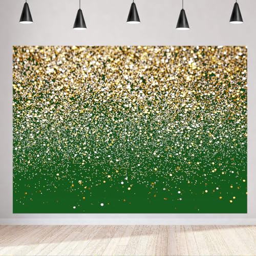 10x8ft Green and Gold Backdrop Birthday Gold Spots Bokeh Wedding Prom Graduation Photography Background X-224 - color: Green, size: 10X8ft