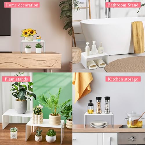 RattanView 2 Pcs 12 Inch Large Acrylic Risers Display Stands 5 mm Thick Acrylic Shelf Riser Showcase for Collectibles Jewelry Cupcakes Food Figures Perfume Cabinet (White) - color: White, size: 12 Inch, 5 mm