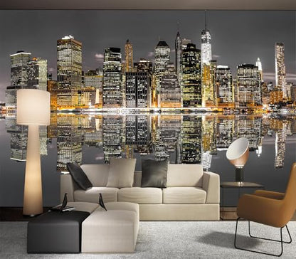 Cliouar-Aerial View of Manhattan, New York City Mural Wallpaper Peel and Stick 160" x 114" - color: No.10, size: 160" x 114"