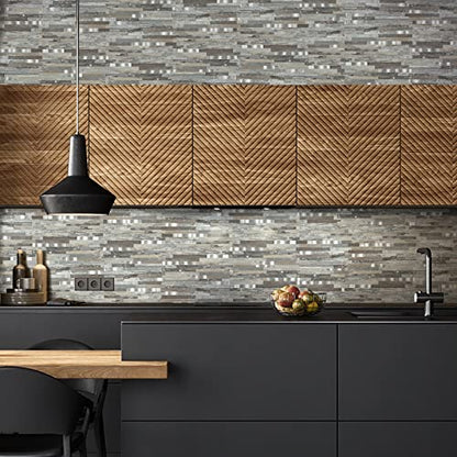 Midcard 20 Sheets Peel and Stick Backsplash PVC Wall Tile,for Kitchen Backsplash - color: Distressed Silvery Moon, size: 20
