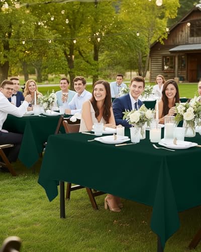 Utopia Kitchen Rectangle Table Cloth 2 Pack(60x102 Inches, Hunter Green), Tablecloth Machine Washable, Polyester Table Cover for Dining, Buffet Parties, Picnics, Events, Weddings and Restaurants - color: Hunter Green, size: 2 Pack 60x102 Inch Tablecloth