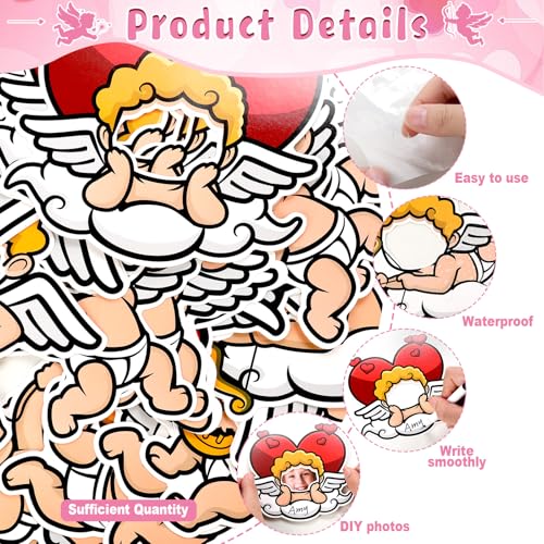60pcs Valentine's Day Cupid Theme DIY Cutouts The Love God Hearts Bulletin Board Decoration Set DIY Love Gods Paper Cut-Outs Decor for Valentines Classroom Photo Craft Party School Wall Door Supplies - style: The Love God Hearts