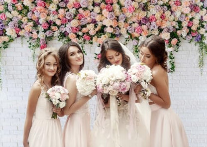 10X10FT White Brick with Flowers Backdrop Occasions Mother's Day Wedding Bridal Shower Birthday Party Banner Background Supplies DH-357 - size: 10X10FT