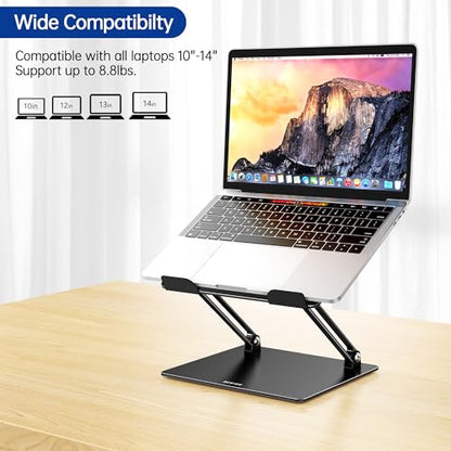 BESIGN LS10 Laptop Stand for Desk, Ergonomic Adjustable Notebook Tablet Stand, Foldable Laptop Riser, Portable Desktop Book Stands, Computer Holder Compatible with 10-14" Laptops, Black - color: A-Black