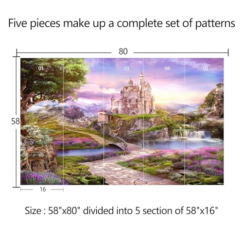 Pink Castle Children's Room Self-Adhesive Wallpaper - Cartoon Style Peel-and-Stick Wall Mural - 58"x80" - color: Zzsl-04, size: 58"x80"