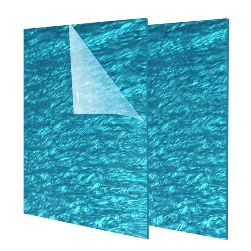 Pearl Cast Acrylic Sheets for CO2 Laser Cutting and Engraving Patterned Acrylic Plastic Sheets 1/8 Thick for DIY Crafts, Home Decor, Art Design (2, Cyan Blue, 12x8 Inch) - color: Cyan Blue, size: 12x8 Inch