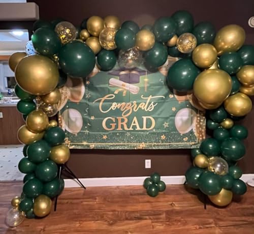 Avezano Graduation Banner Congrats Grad Class of 2026 Backdrop Green Gold Congratulation Graduates Backdrop for 2026 Graduation Party Decorations High School College Prom 6x3.6 ft - color: Green Gold, size: 6x3.6 ft