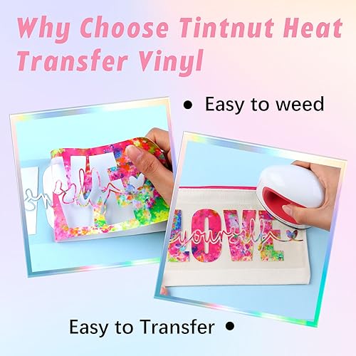 Tintnut Splash Heat Transfer Vinyl - 6 Sheets 10x12 Inch HTV Ink Watercolor Iron On Vinyl for T-Shirts Hats Clothes - color: Pink