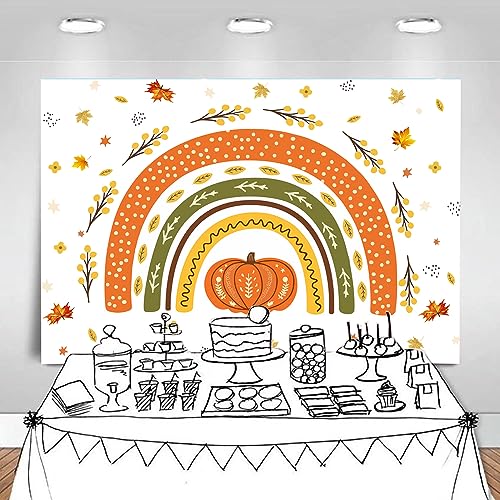 7x5ft Autumn Pumpkin Photography Background Fall Maple Leaves Pumpkin Backdrop Thanksgiving Party Decorations Baby Shower Birthday Portrait Photo Props