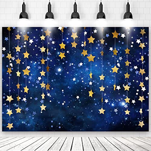 7x5ft Twinkle Twinkle Little Star Backdrops Navy Blue Galaxy Starry Night Gold Stars Photography Background for Adults Newborn Kids Birthday Baby Shower Party Decorations - color: Blue, size: 7x5ft