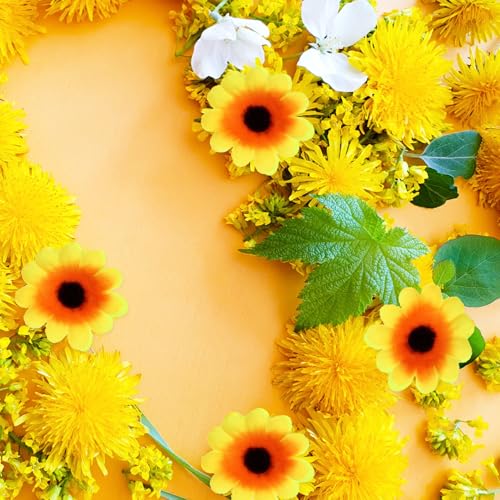 100 Pcs Artificial Sunflower Heads Faux Yellow Simulation Flowers Decorative Flower Prop for Home Décor Photography and Event Styling