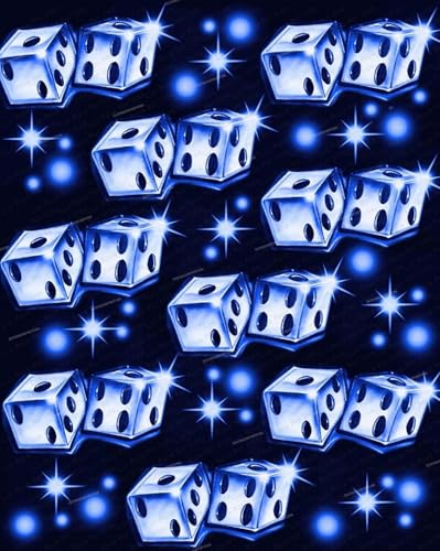 Lux Rosa Early 2000s Y2K Backdrop – Chrome Dice Blue As Ice Airbrush Design - 90s Old School Glamour Shots Photo Prop, XL 5 ft x 6.5 ft Photography Studio Background Lowrider Birthday Banner
