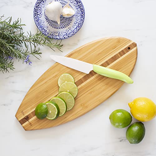Totally Bamboo Lil' Surfer Surfboard Shaped Bamboo Serving and Cutting Board, 14-1/2" x 6 - size: 14"L x 6"W