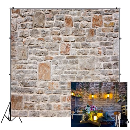 AOFOTO 8x8ft Backdrops Photography Background Old Stone Wall Hardwood Floors Toddler Newborn Boy Lovers Kid Adult Girl Portrait Seamless Scene Photo Shoot Studio Props Video - size: 8x8ft