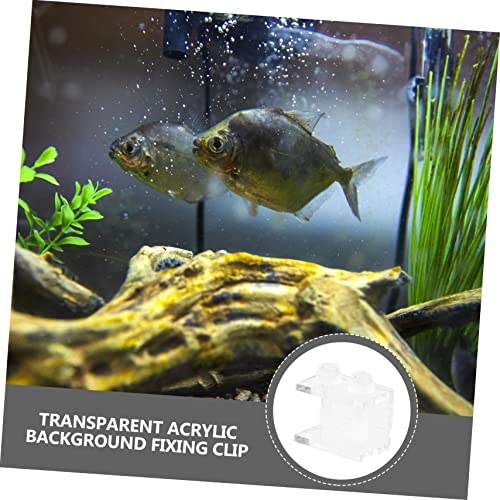 COLLBATH 2pcs Acrylic Background Fixing Clips for Fish Tanks Transparent Clamp Design Siphon Groove Aquarium Backdrop Clamps for Secure Display and Easy Installation