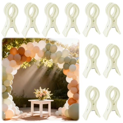 PUGPIU 10 Pack Balloon Arch Clips for Backdrop | Plastic White Spring Clamps | 3.5 Inch Heavy Duty Clip for Backdrop Stand | Birthday Wedding Decoration | Photography Studio | Crafts | Clothing - color: White1