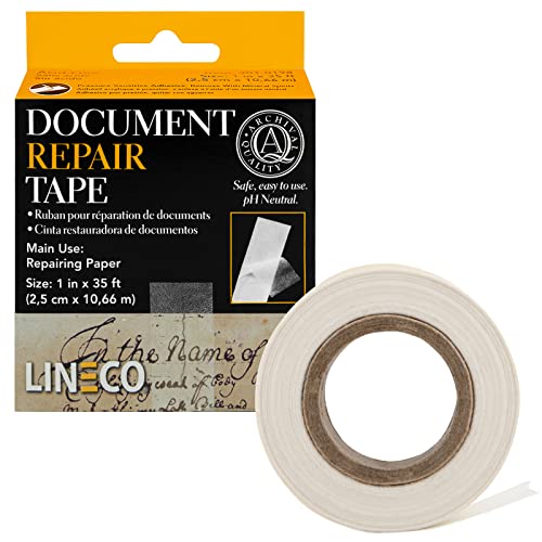 Lineco, Archival Document Repair Tape, 1 Inch x 35 Feet, Acid-Free Translucent, for Repairs Paper, Ephemera, Photos, Print and Artwork, Pack of 1 - size: 1" by 35'