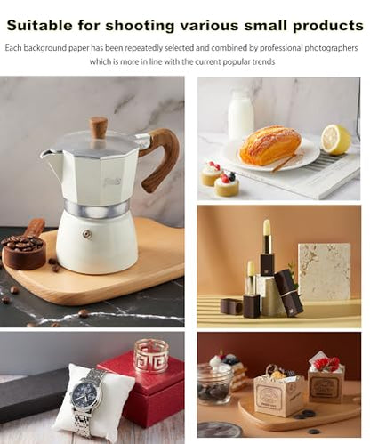 8Pcs 16Patterns Table Top Small Food Background Kit Makeup Product Shooting Backdrop Photo Backdrop Board Product Photography for Mini Items Photography and Video Recording(Small Size 16.5x11.7in)