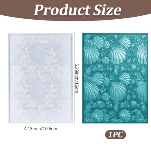 CRASPIRE Shell Embossing Folder Plastic Embossed Folders White 3D Summer Sea Ocean Beach Pattern Background Paper Machine Template Stencils for DIY Craft Card Making Scrapbooking Album Decoration - style: Shell