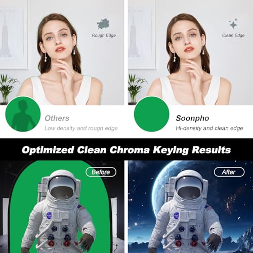 Soonpho 5x7ft/1.5x2m Collapsible Chromakey Backdrop, 2-in-1 Double-Sided Green and Blue Screen Panel Backdrop with 6.5ft/2m Light Stand, Reflector Clip and Clamps for Photo Studio Video Shooting