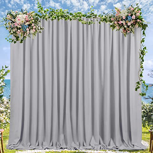 Wedding Backdrop Curtains 2 Panel 5ft x 10ft Grey Polyester Birthday Backdrop Drapes for Party Decoration Ceremony Prom Stage Backdrop Curtain - color: Grey, size: 2 Panels 5ft X 10ft