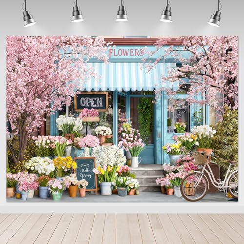 Mocsicka Spring Flowers Backdrop Pink Floral Vintage Photography Background Party Decorations for Birthday Wedding Shower Photo Studio Props (Pink, 7x5ft(82"x60")) - size: 7x5ft(82"x60")