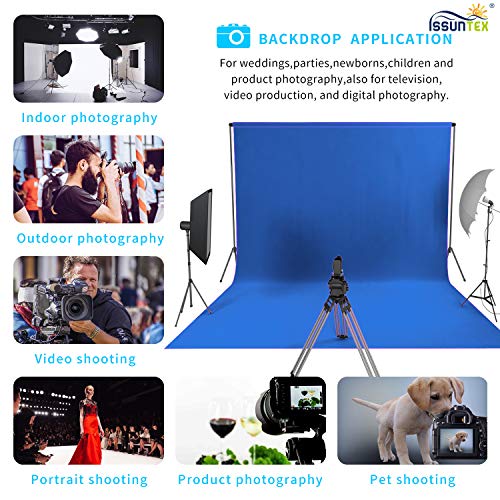 ISSUNTEX 5X7 ft Background Muslin Backdrop, Photo Studio, Collapsible High Density Screen for Video Photography and Television-Blue - color: Blue, size: 5X7 ft