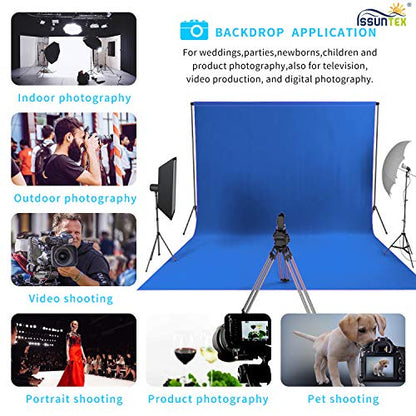 ISSUNTEX 5X7 ft Background Muslin Backdrop, Photo Studio, Collapsible High Density Screen for Video Photography and Television-Blue - color: Blue, size: 5X7 ft