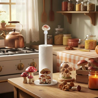 Namalu Mushroom Paper Towel Holder Mushroom Kitchen Decor Kitchen Fun Paper Towel Holder Dispenser for Bedroom Toilet Countertop Decor - style: Mushroom
